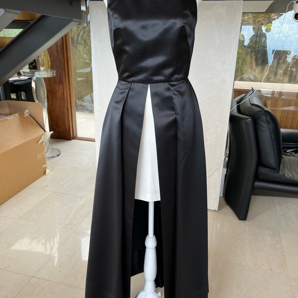Alice + Olivia Black Satin Cocktail Dress